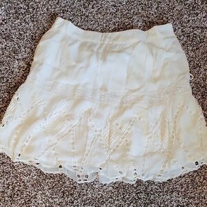 Tularosa White Embellished Skater Mini Skirt